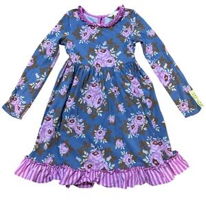 Matilda Jane Girls Floral Long Sleeve Ruffle Hem Dress